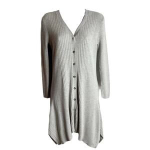 H by Halston Womens Cardigan Sweater Size S Gray Handkerchief Duster Long Sleeve